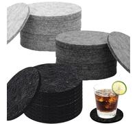 YUNYU 30-Pack Felt Absorbent Coasters Set - Drink Coasters with Non-Slip & Heat-Resistant Design | Reusable, Washable Table Coasters for Cups in Kitchen, Living Room, Dining Room