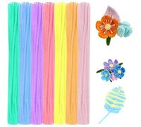 YUNYU 300 Pieces Chenille Wire Craft Supplies - Colourful Pipe Cleaners for DIY Flowers, Decoration & Kids Crafts (6mm x 30cm, Pastel Colours) | Ideal for Floristry, School Projects & Crafts