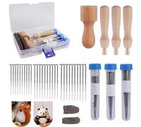 YUNYU 35Pcs Felting Needles Set, 3-Size Needle Felting Kit with Ergonomic Wooden Handles, Complete Wool Craft Tools for Beginners & Professionals (Felt Art Supplies)