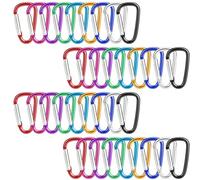 YUNYU 36pcs D-Shaped Carabiner Hooks - Multi-Coloured Mini Keyrings Set, Lightweight Aluminium Alloy Carabiner small keyring for Backpacks, Hiking, Camping & Outdoor Gear Attachment