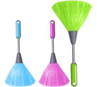 YUNYU 3Pack Washable Reusable Feather Duster Set, Ergonomic Handle Plastic Dusting Tool for Home & Office Use Multi-Surface Cleaning(Blue, Green, Pink)