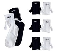YUNYU 4 Pairs Magnetic Couple Socks | Funny 3D Hand-Holding Socks for Women & Men | Connecting Gift Set with Hidden Magnets | Matching Partner Socks