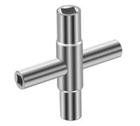 YUNYU 4-Way Square Service Key Set, 6.5mm-9mm, Multi-Purpose Utility Tool for Electrical Boxes and Meters, Silver