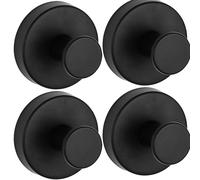 YUNYU 4Pcs Suction Hooks Suction Cup Hooks for Bathroom, Shower, Kitchen & Glass Doors Secure Adhesion on Smooth Surfaces, Holds Towels, Loofahs, Coats, Bathrobes up to 11 lbs (Black)