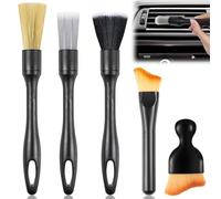 YUNYU 5Pcs Car Detailing Brushes Set, Ultra-Soft Bristles for Car Interior Cleaning Brushes & Exterior Detailing, Gentle Dust Removal Tools Kit for Dashboard, Vents, Engine, Tyre Rims