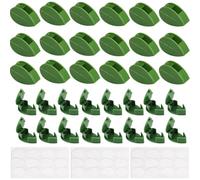 YUNYU 60pcs Self-Adhesive Plant Wall Clips - Durable Plastic Plant Support Clips with Adhesive Stickers for Climbing Plants, Gardening Support Structures & Indoor Plants (Green)