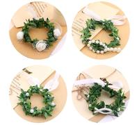 YUNYU 6cm Floral Wreath Ring Set (4-Pack) - Decorative Holder for Baptism/Christening Candles, Christmas & Table Centerpieces, Drip-Resistant Design for Weddings & Events