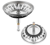 YUNYU 82mm Adjustable Kitchen Sink Strainer & Sink Plug - Thickened Rust-Resistant Metal Food Waste Filter with 30mm Screw - Universal Hair Catcher Replacement for Standard Drains (1-Pack)
