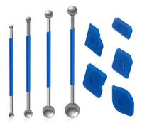 YUNYU 9 pcs Caulking Tool Kit - 4 Metal Ball Scrapers & 5 Silicone Sealant Smoothers, Professional Tile Grout Finishing Set for Bathroom, Kitchen (2-in-1 Caulking Tool Kit)
