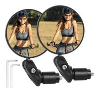 YUNYU Bicycle Mirror (2-Pack) - 7cm Diameter, 14cm Length with 360° Rotation, Sturdy & Universal Handlebar Mount for Enhanced Safety on City Bikes, Mountain Bikes, E-Bikes