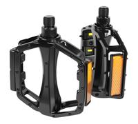 YUNYU Bicycle Pedals, Black, Lightweight Aluminium Pedals with Non-Slip Profile and Reflective Strips, 9/16 Inch Ball Bearing Pedals for MTB, City Bike, Trekking (400 g/Pair)