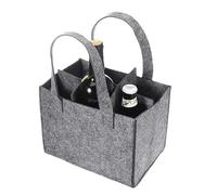 YUNYU Bottle Basket 6 Bottles - Felt Bottle Carrier (24 x 16 x 16 cm), Foldable & Reusable for Beer/Wine/Spirits, Portable for Camping/Picnic/Parties, Gray