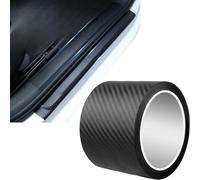 YUNYU Carbon Fibre Door Sill Protector, 5cm x 3m, Matt Black, Self-Adhesive Paint Protection Film for Cars