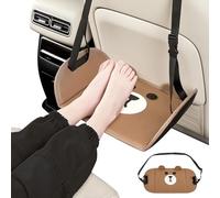 YUNYU Foot Hammock for Flight & Car Travel - Adjustable Airplane Foot Rest with Cartoon Design, PU Fabric Portable Leg Support - 1-Piece Brown Footrest for Kids & Adults on Long Journeys