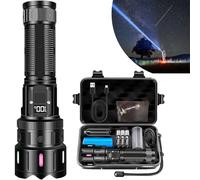 YUNYU LED Torch, Super Bright 500000 Lumens Rechargeable High Power Flashlight, Adjustable Focus, 5 Lighting Modes, Powerful Tactical Flashlight for Camping, Hiking, Emergency [Energy Class A+++]