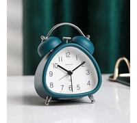 YUNYU Loud Triangular Alarm Clock, Non-Ticking with Night Light, Battery Powered Bedside Clock for Heavy Sleepers, Kids, Travel, Compact Design