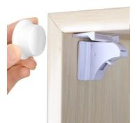 YUNYU Magnetic Cupboard Locks Child Safety (4 Locks & 1 Key) - No Drill Baby Proof Latches for Cabinets, Drawers, Kitchen & Bathroom