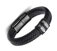 YUNYU Men's Leather Bracelet with Two-Section Magnetic Buckle - Thoughtful Gift for Dad, Stepdad on Father's Day, Birthday, or Christmas - Durable & Stylish Accessory