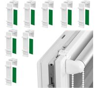 YUNYU Pack of 8 Green Adhesive No-Drill Brackets - Long Clamp Holders for Double Roller Blind & Pleated Blinds | Replacement Accessories for Folding Blinds & Venetian Shades
