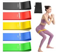 YUNYU Resistance Bands Set of 5, Heavy Duty Exercise Band with Colour-Coded Strength Levels for Yoga Pilates Strength Training, Premium Rubber Fitness Equipment for Women & Men, Includes Storage Bag