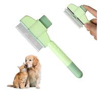 YUNYU Self-Cleaning Pet Brush - 1-Touch Hair Remover with ABS/Steel Combo for All Cats & Dogs, 20cm Mint Green Fur Grooming Tool