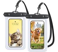 YUNYU Set of 2 Waterproof Mobile Phone Case with Lanyard, Underwater Bag for iPhone & Samsung (20 x 11 cm), Touch-Sensitive PVC Mobile Phone Case for Swimming, Beach,