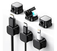 YUNYU Set of 6 Magnetic Cable Holders Self-Adhesive Cable Clips for 0-7.5 mm Cable Cable Management Set for Desk, Car, Home (Black)