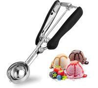 YUNYU Stainless Steel Ice Cream Scoop with Trigger Release - Ergonomic Icecream Scoop for Desserts, Baking, Mashed Potato & Sorbet | Dishwasher Safe & Rust-Resistant Design (4.4cm/1.7inch)
