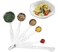 YUNYU Stainless Steel Measuring Spoons Set with Ruler, 5Pcs Kitchen Tools for Dry & Liquid Ingredients, Clear Markings & Durable Design (Baking/Cooking Essentials)