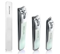 YUNYU Stainless Steel Nail Clipper 3 Pcs, Heavy Duty toenail Clippers for Cutting fingernail toenails, Sharp Nail Cutter, with Nail File, for Men Women, The Elderly and Children (Greener)