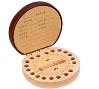 YUNYU Tooth Storage Box - Wooden Keepsake Storage for Baby's First Teeth, Umbilical Cord & Newborn Hair, Engraved Tooth Box Memory Chest for Infants (12.5x12.5cm)