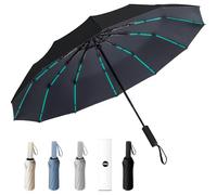 YUNYU Umbrella Windproof Strong, 12 Ribs Auto Open & Close Folding Travel, Compact & Durable UV Rain Protection for Men and Women,Black