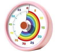 YUNYU Visual Timer for Kids, 60-Minute Silent Countdown Timer with Rainbow Design, Easy-Use Pomodoro & Sand-Style, Classroom, Kitchen, Office Plastic Time Management Tool (Pink)