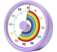 YUNYU Visual Timer for Kids, 60-Minute Silent Countdown Timer with Rainbow Design, Easy-Use Pomodoro & Sand-Style, Classroom, Kitchen, Office Plastic Time Management Tool (Purple)