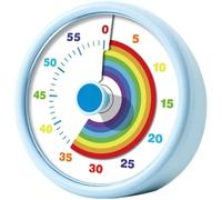 YUNYU Visual Timer for Kids, 60-Minute Silent Countdown Timer with Rainbow Design, Easy-Use Pomodoro & Sand-Style, Classroom, Kitchen, Office Plastic Time Management Tool (Blue)