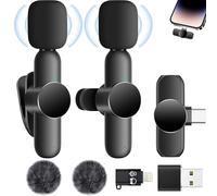 YUNYU Wireless Lavalier Microphone for iPhone Android iPad, Lavalier Microphone for Video Recording, Plug and Play with USB-C with Smart Noise Cancellation for Camera, PC, Vlogging, TikTok