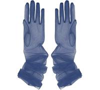 Yunyuebridal Women Sheer Tulle Gloves Transparent Full Finger Elbow Long Mittens Wedding Party Photography Gloves, Navy, One Size