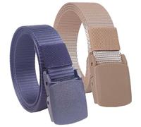 YunYunStrap Belts for men women plus size up to 180cm, 3 cm Wide tactical work nylon webbing belt with plastic buckle, 2 Pcs