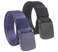 YunYunStrap Belts for men women plus size up to 180cm, 3 cm Wide tactical work nylon webbing belt with plastic buckle, 2 Pcs