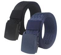 YunYunStrap Belts for women, Men tactical nylon webbing belt with plastic buckle, plus size up to 180cm, 2 Pack