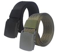 YunYunStrap Belts for women, Men tactical nylon webbing belt with plastic buckle, plus size up to 180cm, 2 Pack