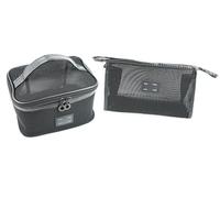 YunZh 2Pcs Mesh Makeup Bag，Cosmetic Bag，Small Travel Kit Storage Pouch Clear Portable Toiletry Bags Set for Women Girl, Black