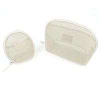 YunZh 2Pcs Mesh Makeup Bag，Cosmetic Bag，Small Travel Kit Storage Pouch Clear Portable Toiletry Bags Set for Women Girl, ivory white