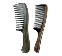 YunZh Buffalo Wood Comb Fine Tooth and Wide Teeth Wooden Comb for Women Men 2pcs
