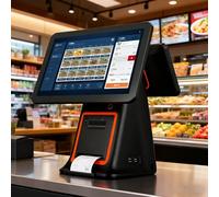 yunzhenzhen Dual Screen Touch Screen Cash Register | Till with Receipt Printer | 15.6" Touch Screen | All-in-One Till | POS System for Small Business | for Retail, Catering Establishment(White)