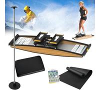 yunzhenzhen Indoor Ski Fitness Machine Abdomen and Leg Training with Ski Poles Oak Log Material Boosting Endurance 0-100kg Adjustable Resistance 3D Cross Trainer for Hockey Ice Skating