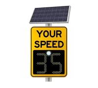 yunzhenzhen Solar Radar Detective Speed Warning Sign LED Digital Limit Flashing Feedback Applicable to Speed-Limited Roads Highways Waterproof Rust Proof Aluminum Road Detector(24 * 35in)