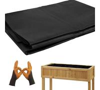 Yunzhou Fabric Liners with glove for Large Veg Trough Outdoor Raised Bed Planter Liner Non Woven Black Heavy Duty Plant Liners for Pots, Trough Planters Outdoor & Indoor Plants (160cm x 210cm)