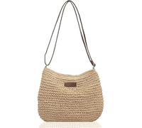 Yunzhou1230 Straw Bag for Women, Summer Straws Beach Bag with Zip & Adjustable Strap, Bohemian Weave Holiday Handbag, Straw Crossbody Bag for Travel, Crochet Handbags for Summer Holidays