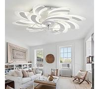 YUNZI 100W Flower Living Room Bright Led Ceiling Light with Fan and Remote Control Winter and Summer Function Reversible DC Motor 6 Speed LED Dimmable Ceiling Fans with Lamps and Timer